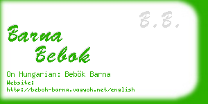barna bebok business card